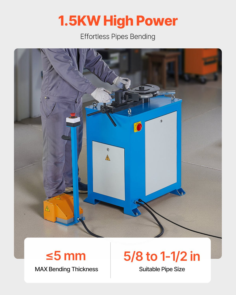 Vevor Electric Tube Bending Machine 1.5kW for 5/8" - 1.5" Pipes New