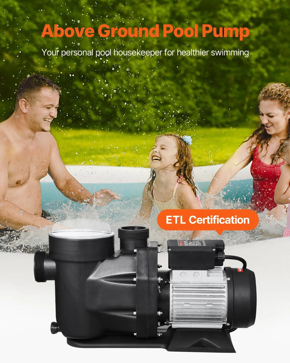 Vevor Above Ground Pool Pump 3 HP Single Speed with Strainer Basket 149 GPM 3450 RPM 220V New