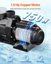Vevor Above Ground Pool Pump 1.5 HP Single Speed 122 GPM 220V New