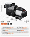 Vevor Above Ground Pool Pump 1.5 HP Single Speed 122 GPM 220V New