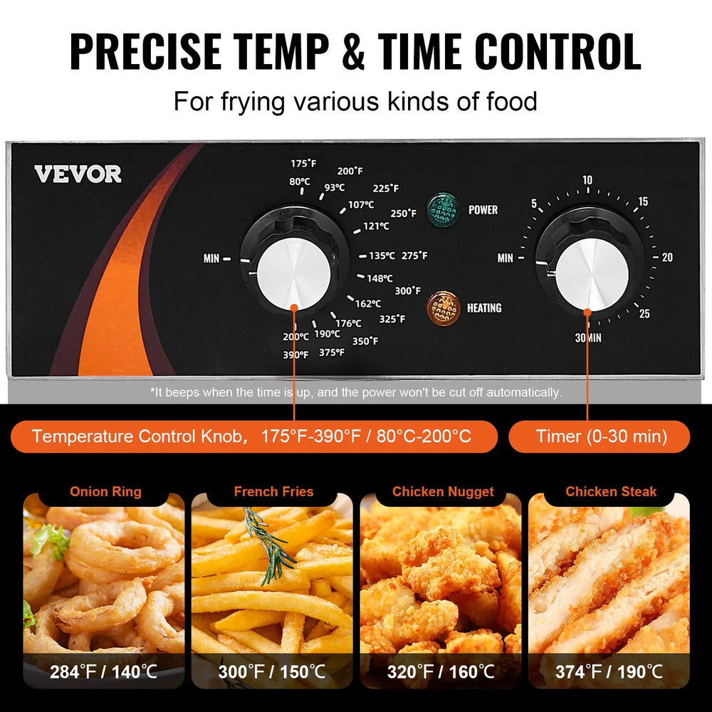 Vevor Countertop Deep Fryer Electric with Integrated Tank 6 Qt. 1750W New