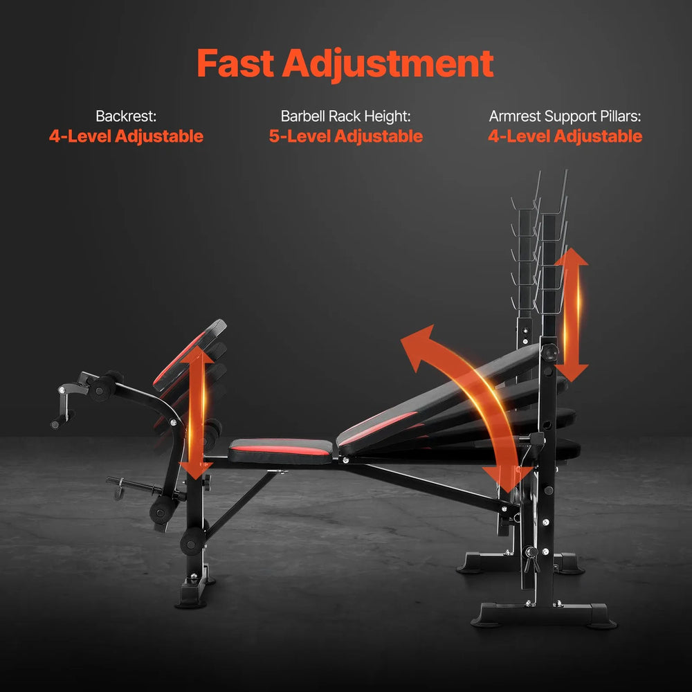 Vevor Weight Bench with Leg Curl Home Gym Adjustable Foldable 660 Lbs New