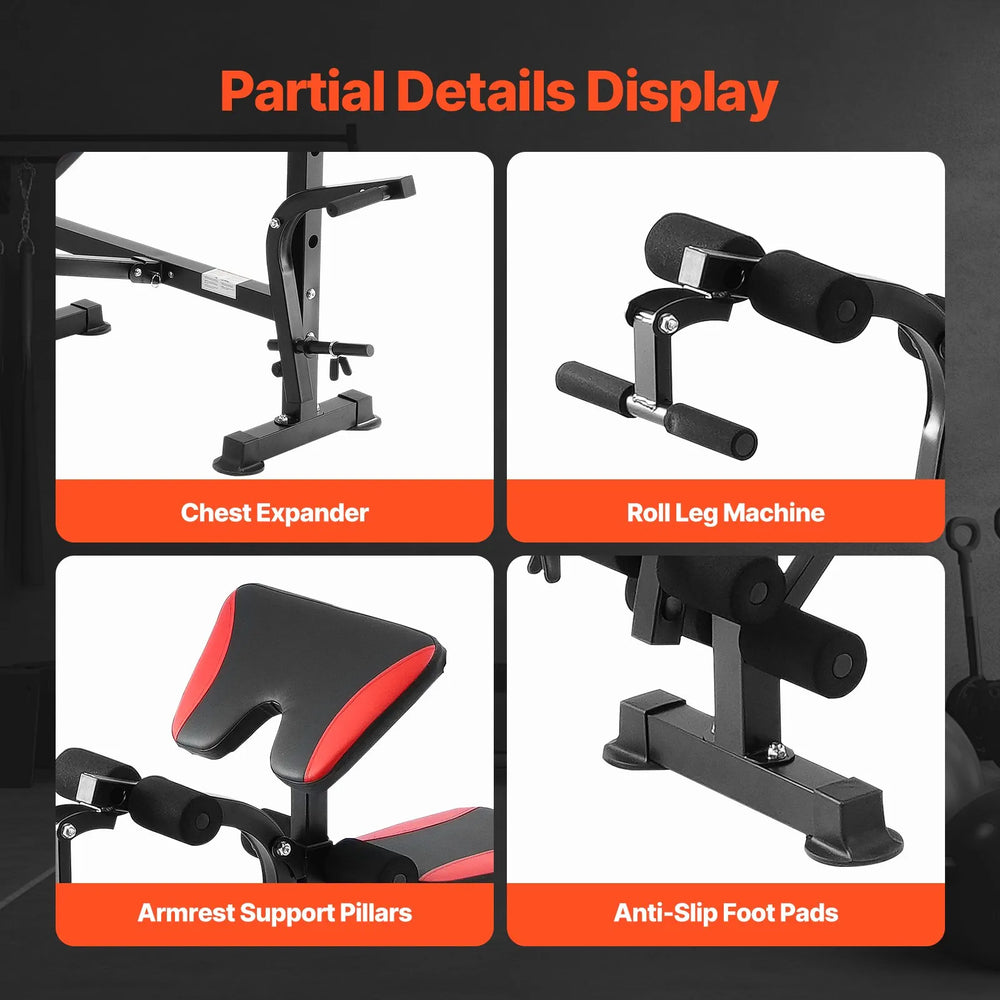 Vevor Weight Bench with Leg Curl Home Gym Adjustable Foldable 660 Lbs New