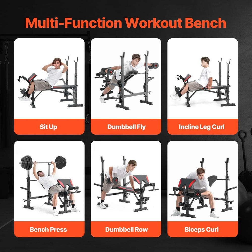 Vevor Weight Bench with Leg Curl Home Gym Adjustable Foldable 660 Lbs New