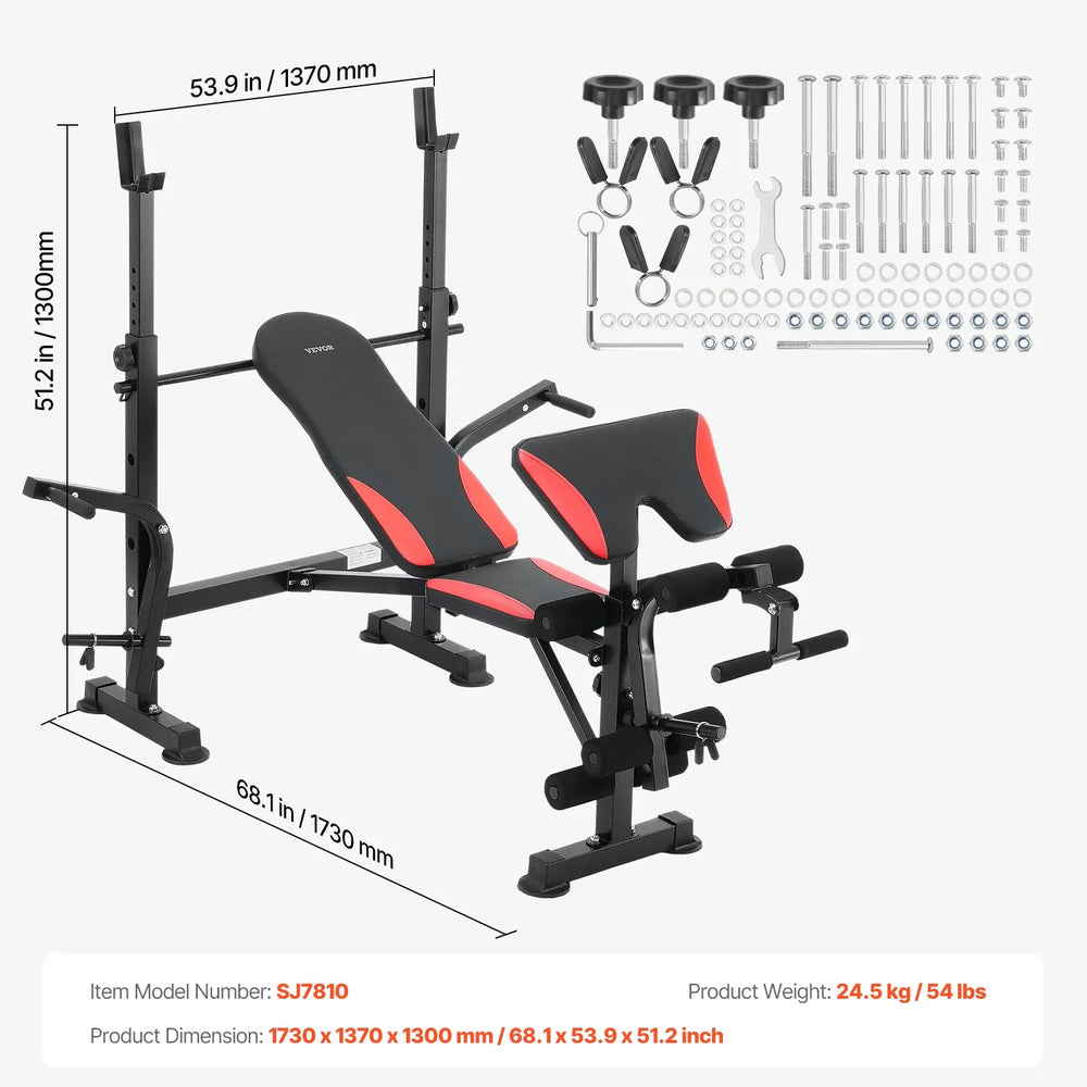 Vevor Weight Bench with Leg Curl Home Gym Adjustable Foldable 660 Lbs New