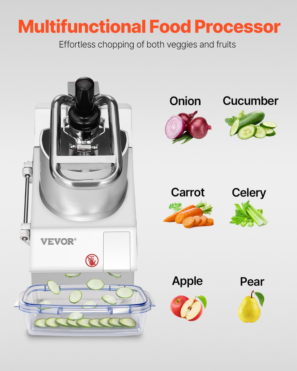 Vevor Food Processor Stainless Steel 750W with 6 Interchangeable Blades New