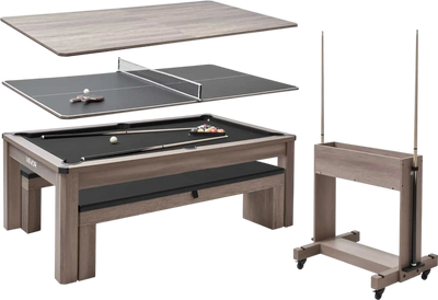 Vevor Pool Table Combo Set 3-in-1 Ping Pong and Dining Top with Benches New