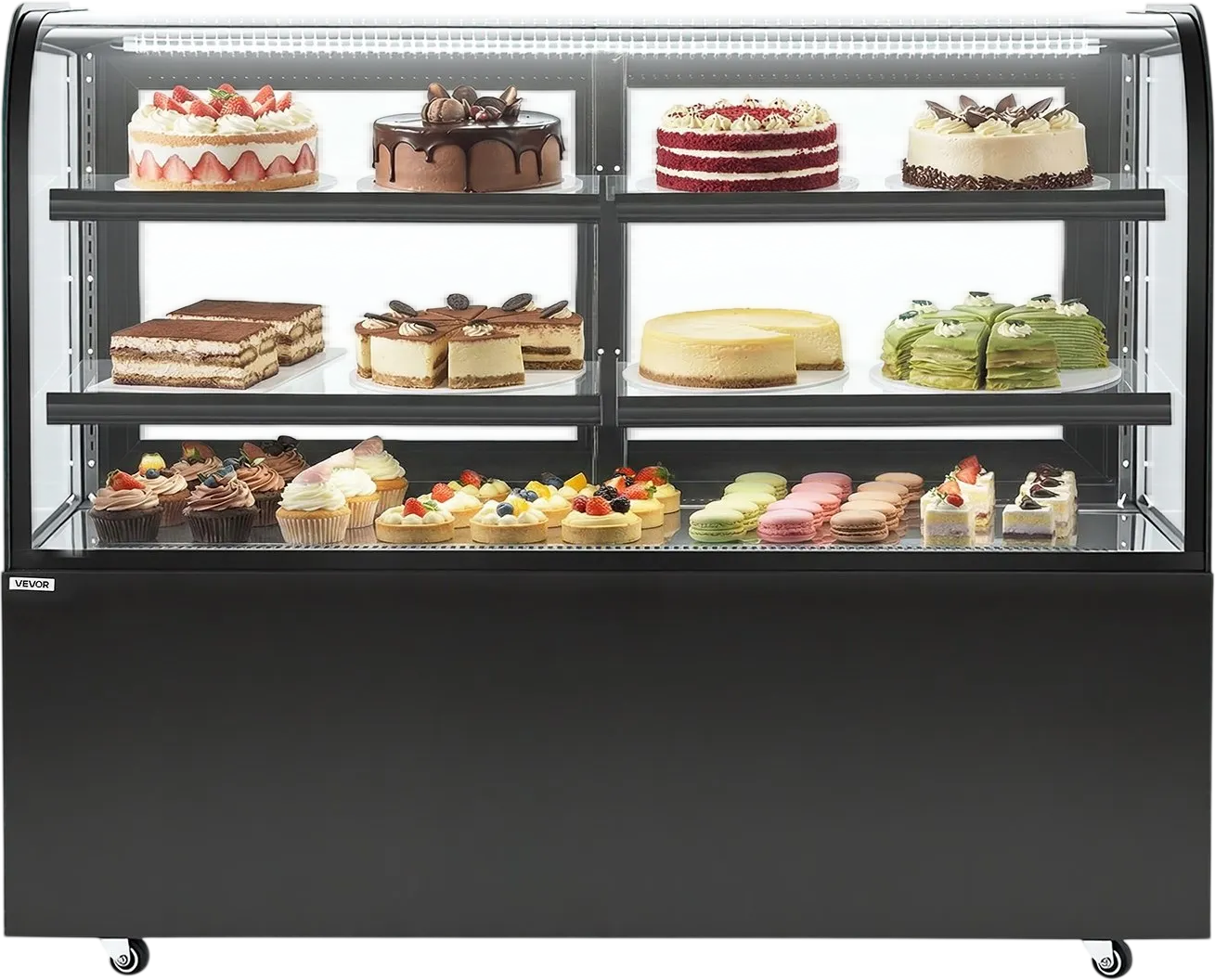 Vevor Refrigerated Display Case 17.6 Cu. Ft. 2-Tier with LED Lighting Turbo Cooling New