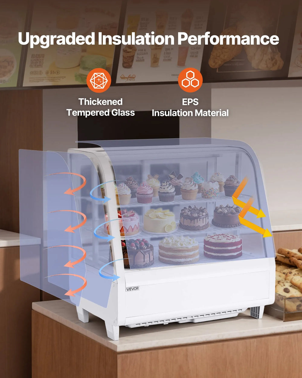 Vevor Refrigerated Display Case 3.5 Cu. Ft 2-Tier with LED Lighting New