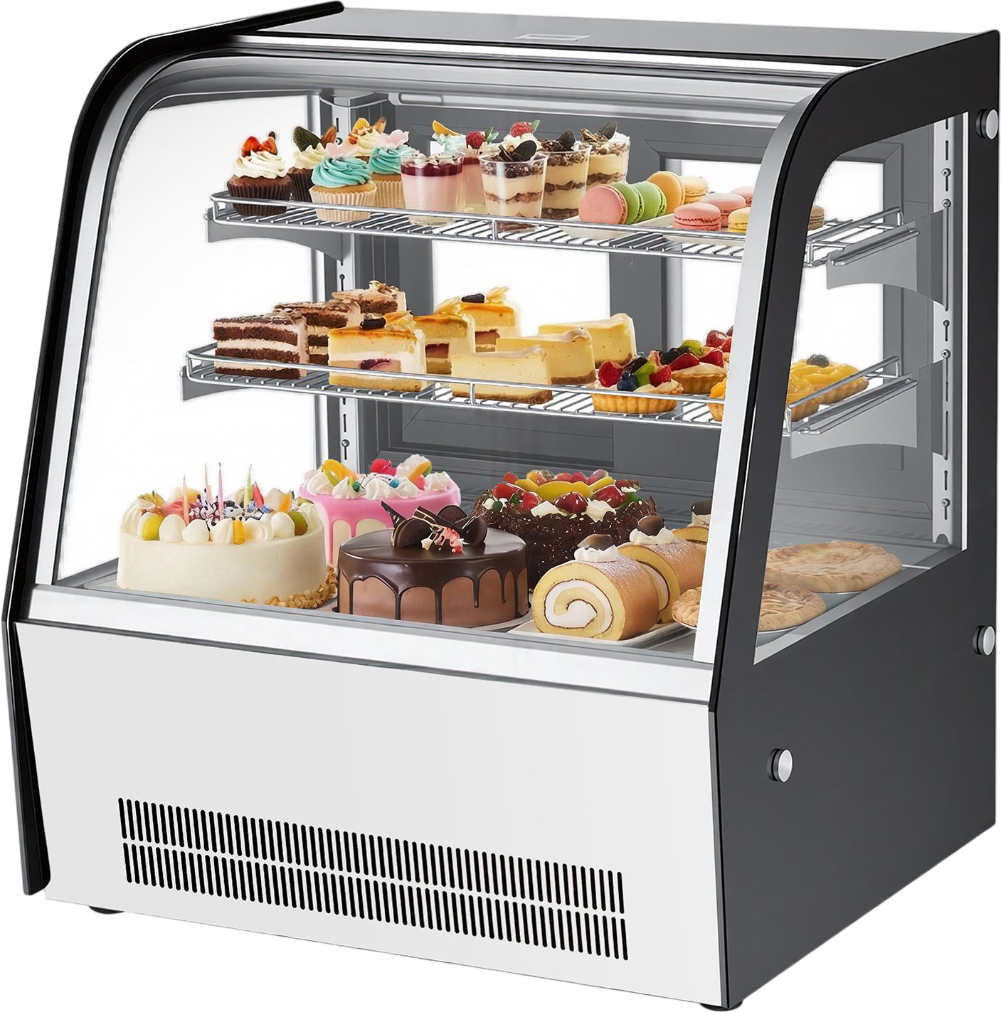 Vevor Refrigerated Display Case 4.2 Cu. Ft. 2-Tier with LED Lighting Turbo Cooling New