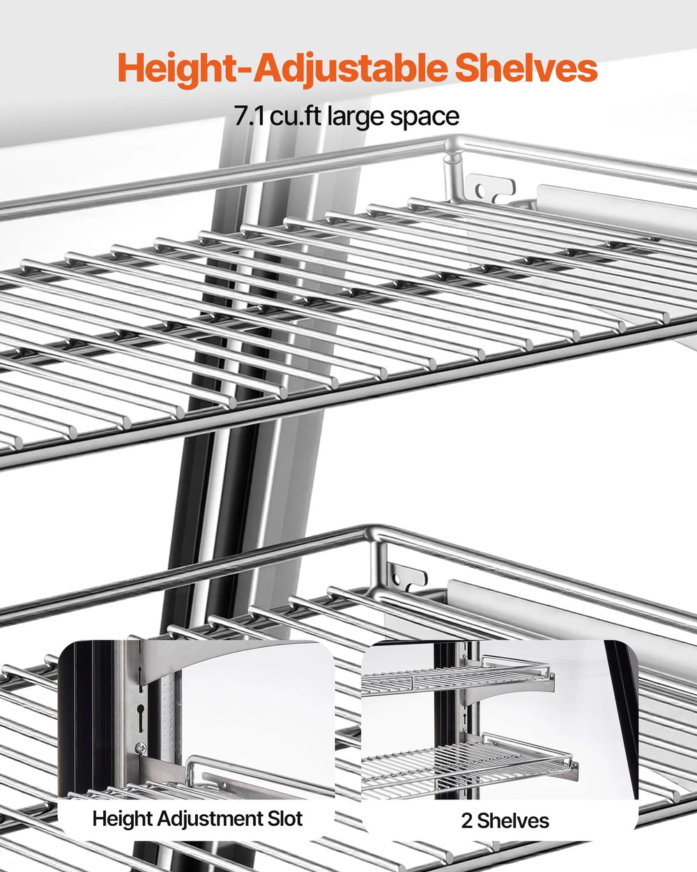 Vevor Refrigerated Display Case 7.1 Cu. Ft 2-Tier with LED Lighting Turbo Cooling New
