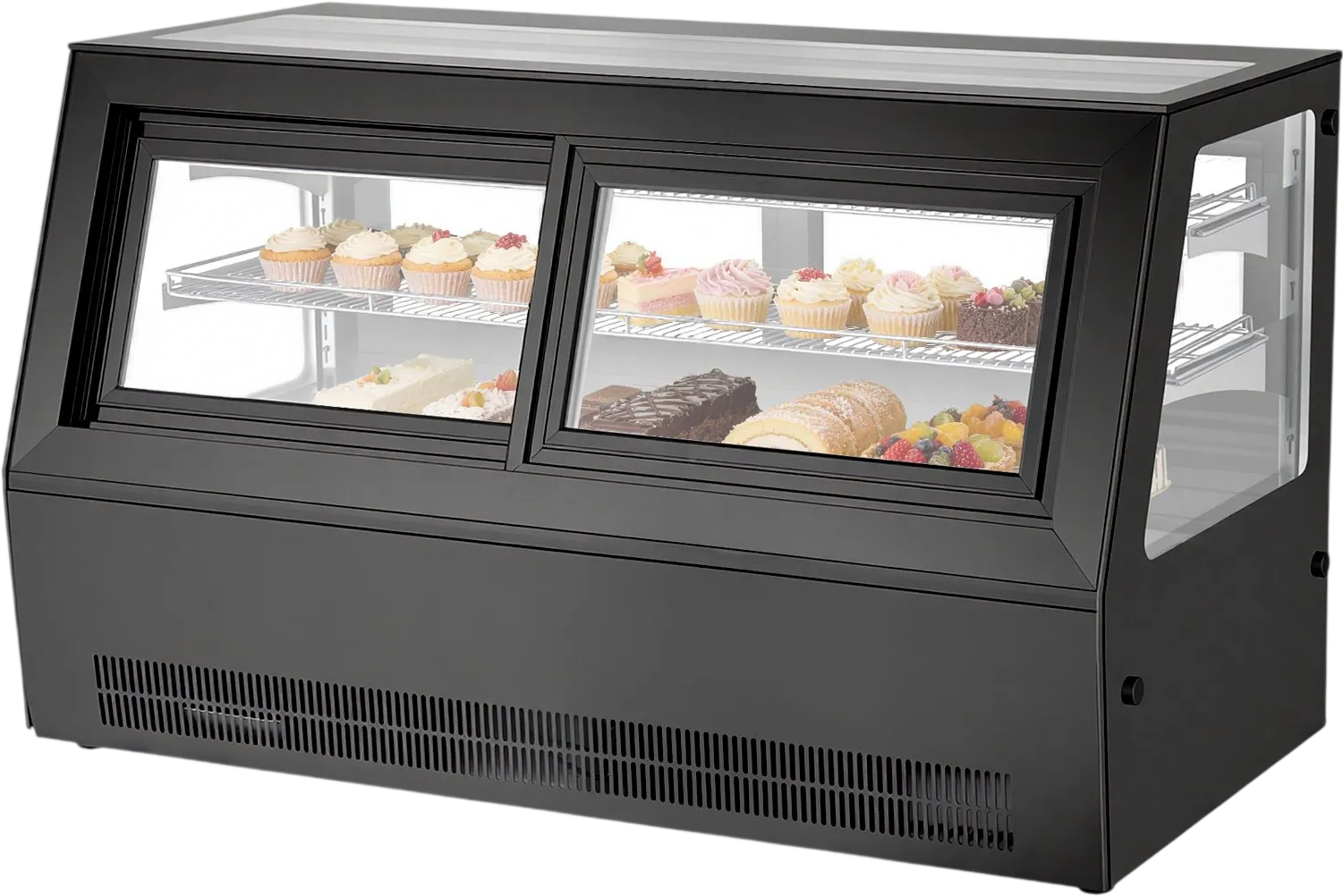 Vevor Refrigerated Display Case 7.1 Cu. Ft 2-Tier with LED Lighting Turbo Cooling New