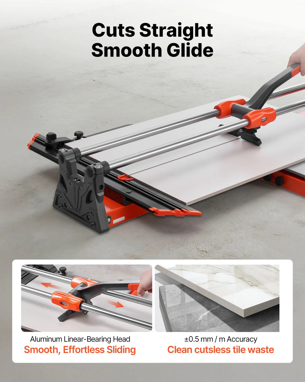 Vevor Manual Tile Cutter 39.4 in. with Spring-Loaded Base and Angle Fence New