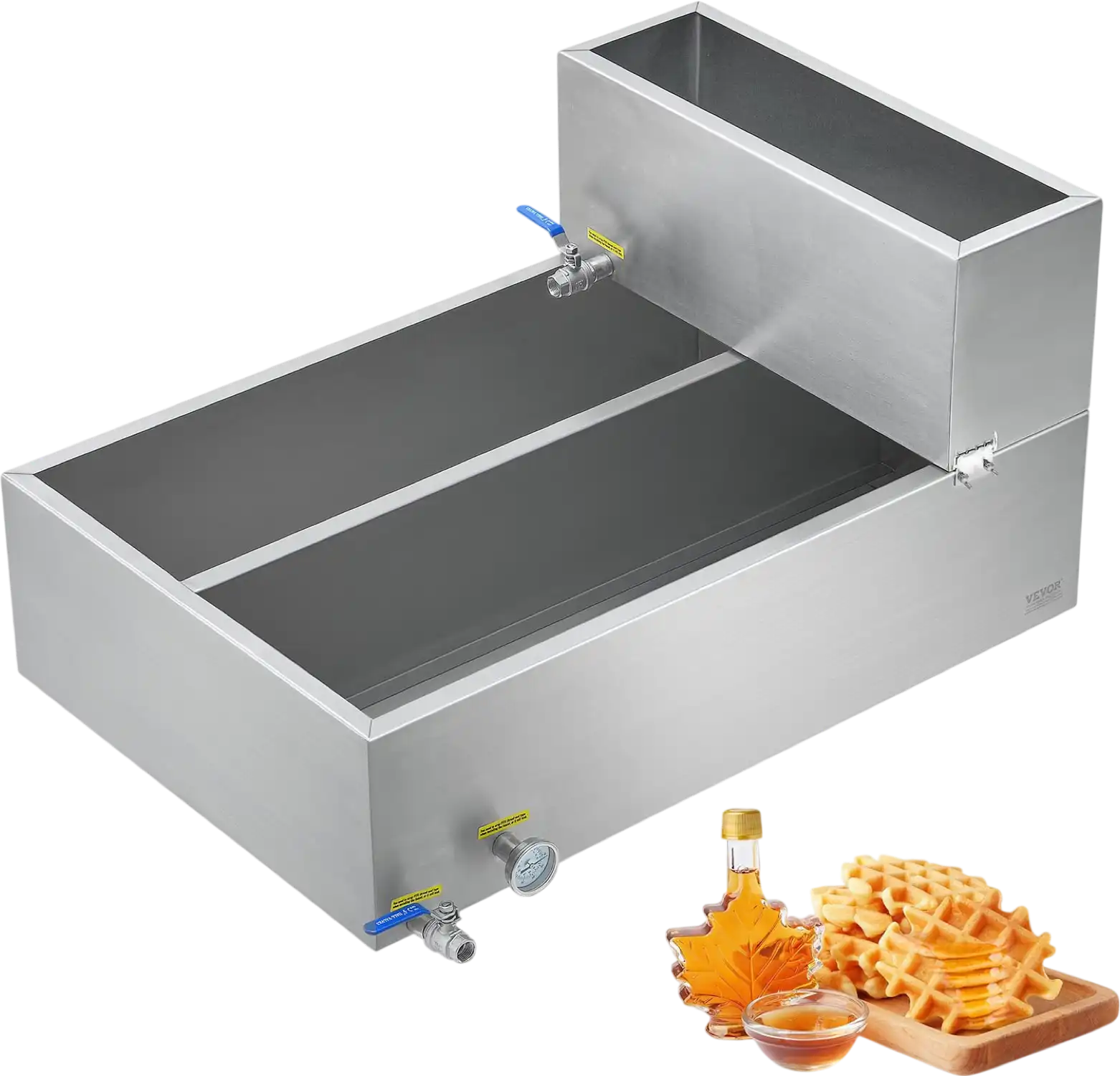 Vevor Flat Evaporator Pan 35 Gallon with Thermometer and 2 Valves Stainless Steel New