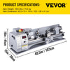 Vevor Mini Metal Lathe Machine 8.3" x 31.5" 2500 RPM Variable Speed 750W New