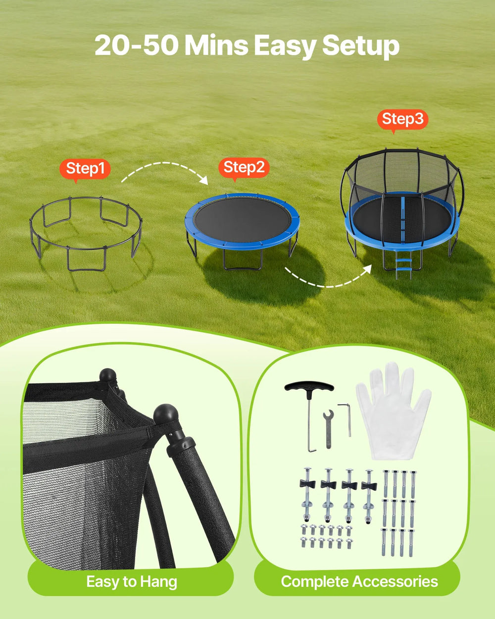 Vevor Outdoor Trampoline 16 Ft with Enclosure Net and Thickened Pad New