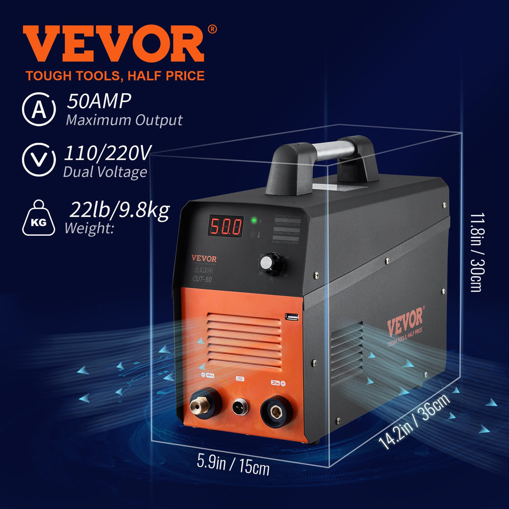 Vevor Plasma Cutter with Torch 50Amp Dual Voltage 110V/220V New