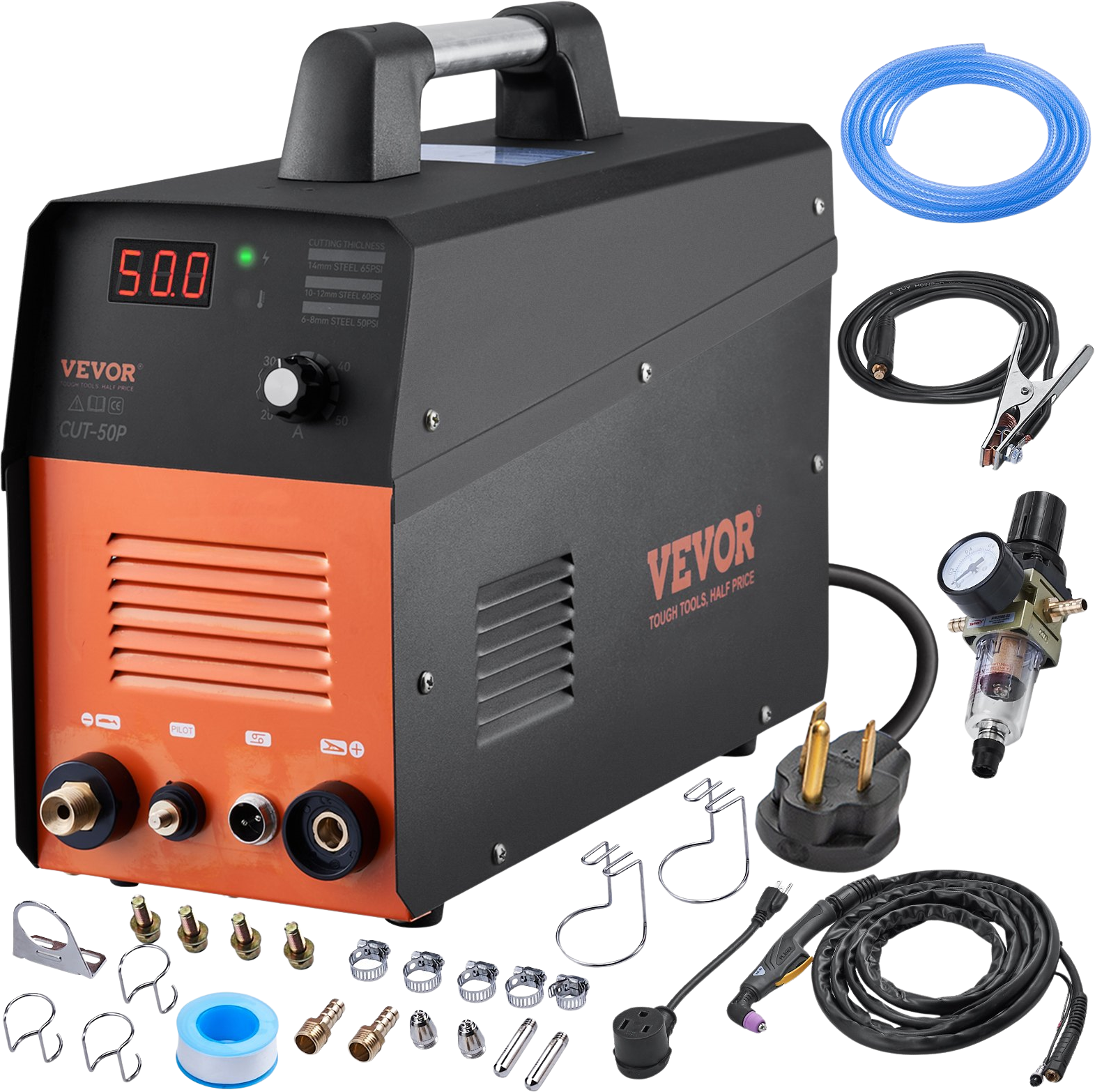 Vevor Plasma Cutter with Torch 50Amp Non-Touch Pilot Arc Dual Voltage 110V/220V New