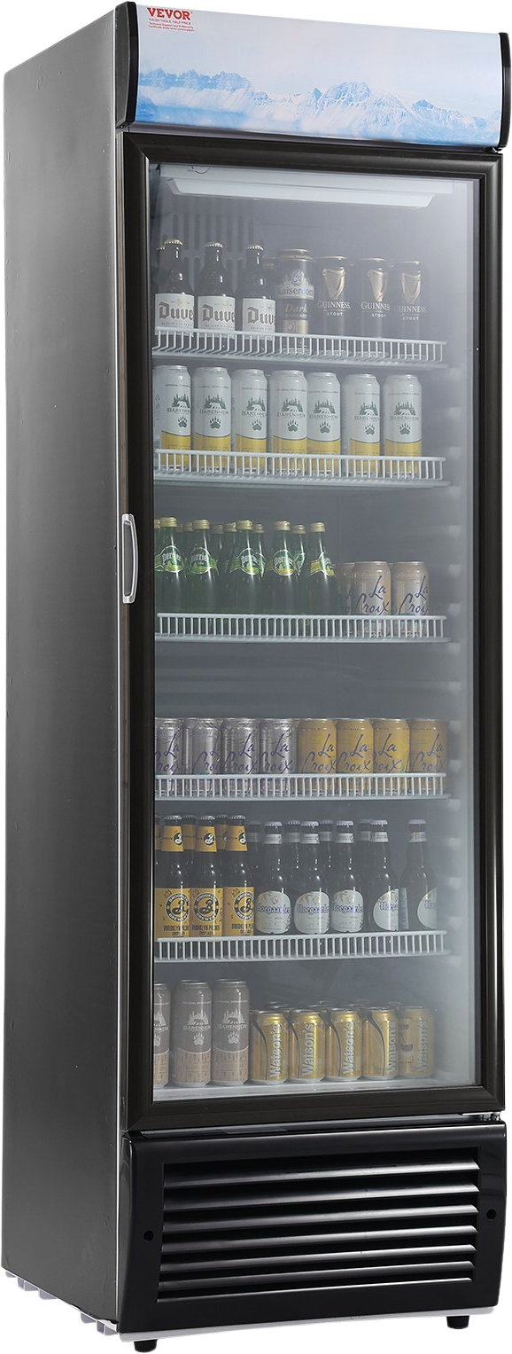 Vevor Merchandiser Refrigerator 14.8 Cu. Ft. Glass Door Beverage Display Cooler with 5 Adjustable Shelves New