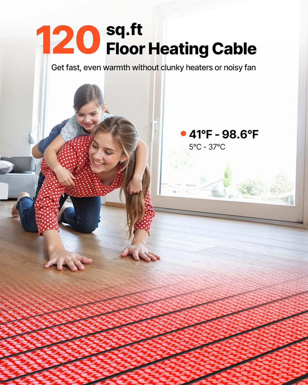 Vevor Floor Heating Mat System 120 sq. ft. with Smart Control Thermostat 120V New