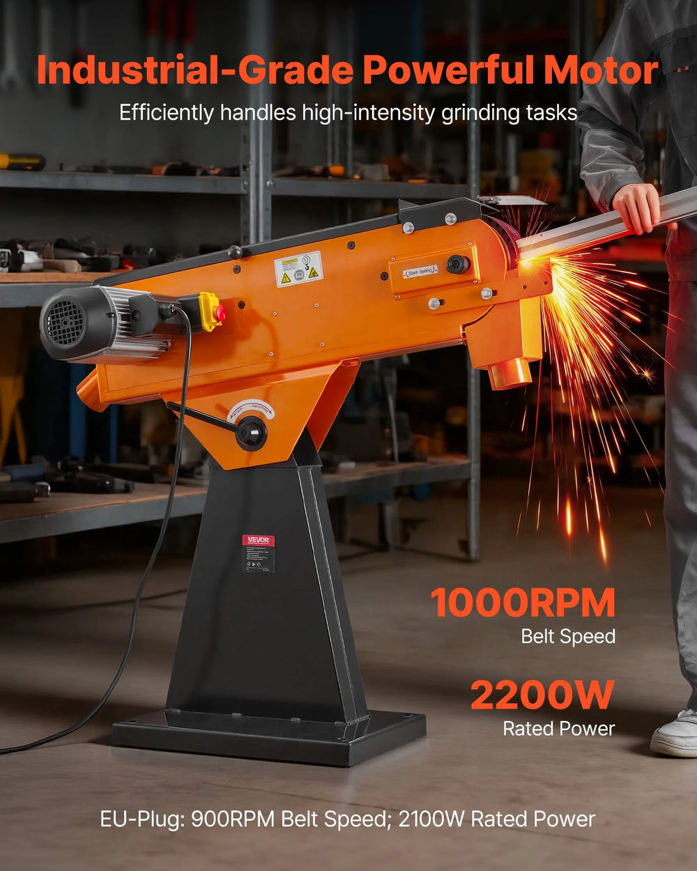 Vevor Belt Grinder Sander 3" x 79" with 0-45° Adjustable Angle & Dust Collection 230V New