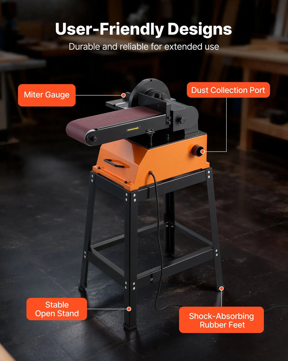 Vevor Belt Sander 6 x 48 in. with 9 in. Disc Combo 0-45° Adjustable Worktable 800W New