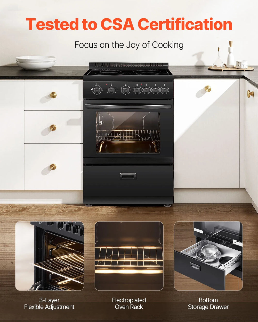 Vevor Electric Range Oven 24" with 4 Burners 2.7 Cu. Ft Capacity New
