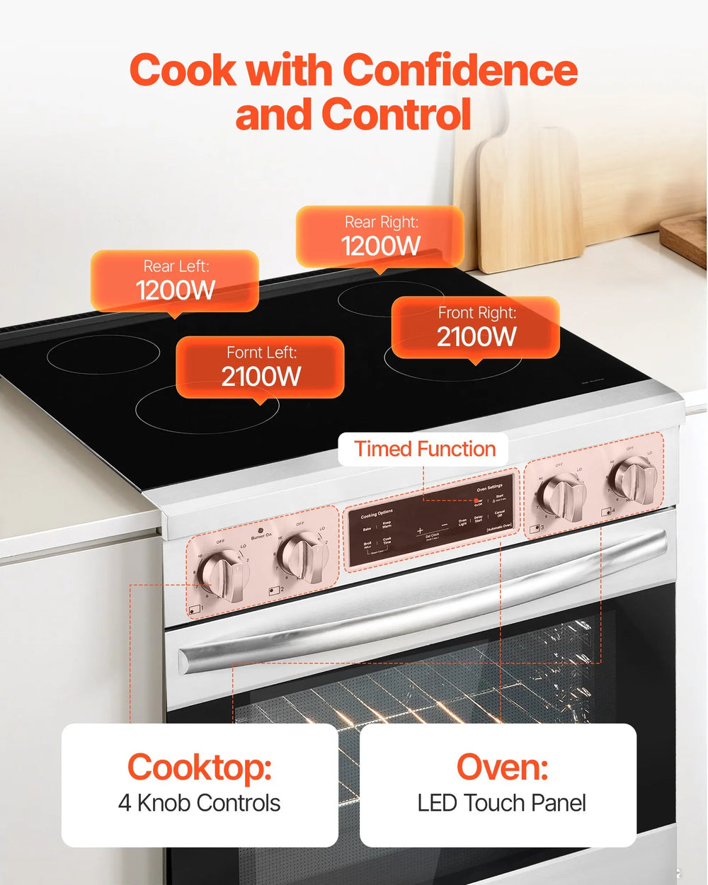 Vevor Electric Range Oven 30" with 4 Burners 4.8 Cu. Ft Capacity New