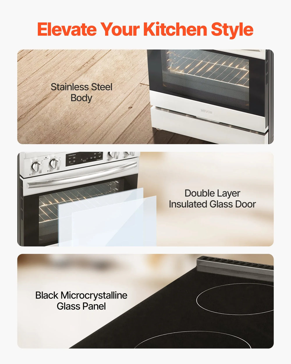 Vevor Electric Range Oven 30" with 4 Burners 4.8 Cu. Ft Capacity New