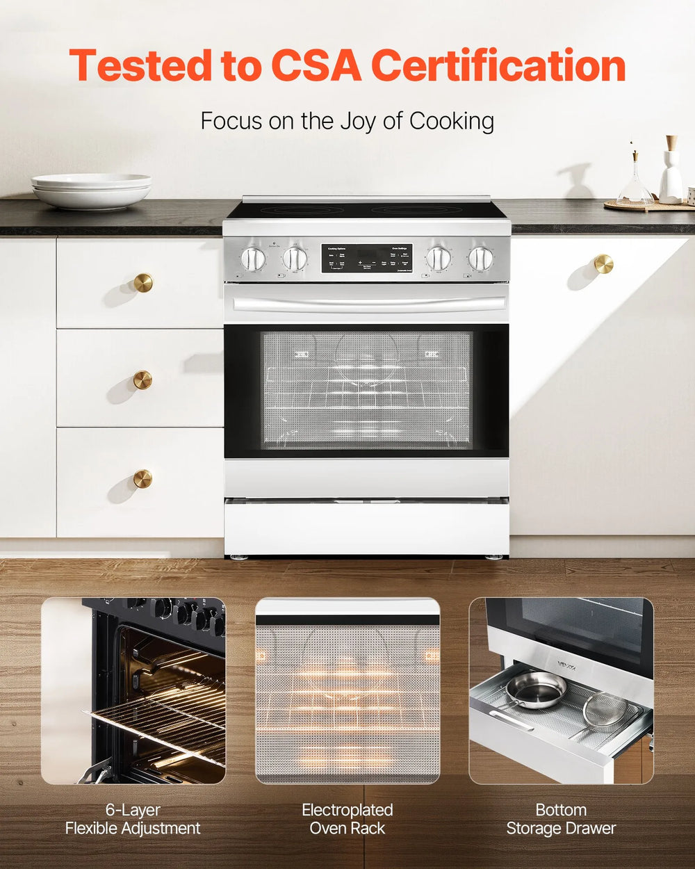 Vevor Electric Range Oven 30" with 4 Burners 4.8 Cu. Ft Capacity New