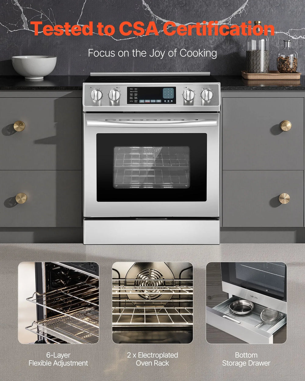 Vevor Electric Range Oven 30 in. with 5 Burners Stainless Steel New