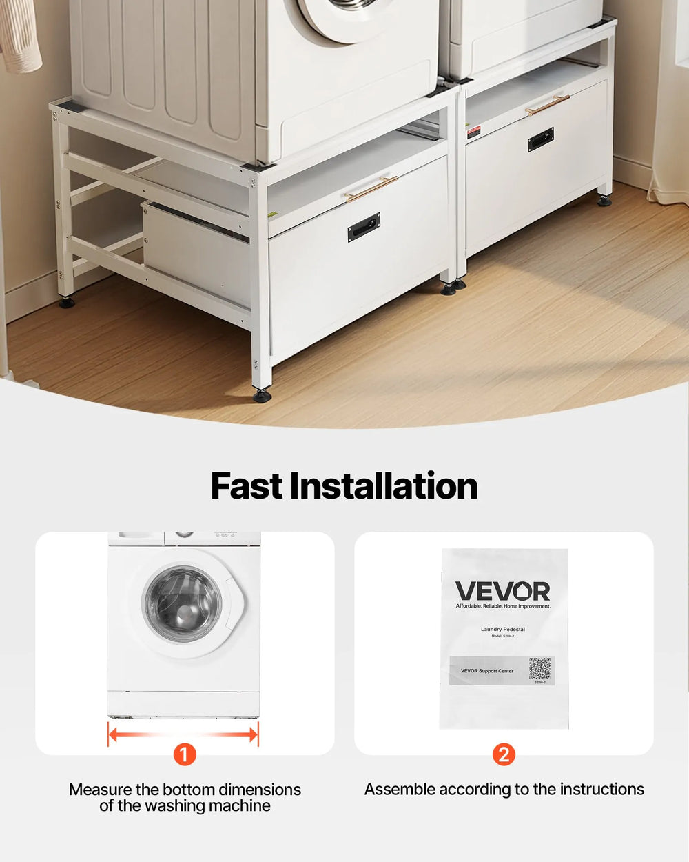 Vevor Laundry Pedestal 29" x 29" Washer Dryer Stand with Pull-Out Storage New