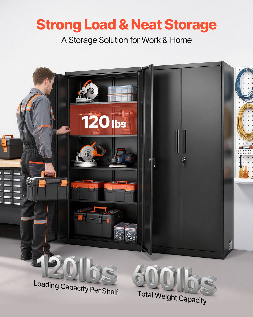 Vevor Metal Storage Cabinet 68.9 in. with 4 Adjustable Shelves Lockable New
