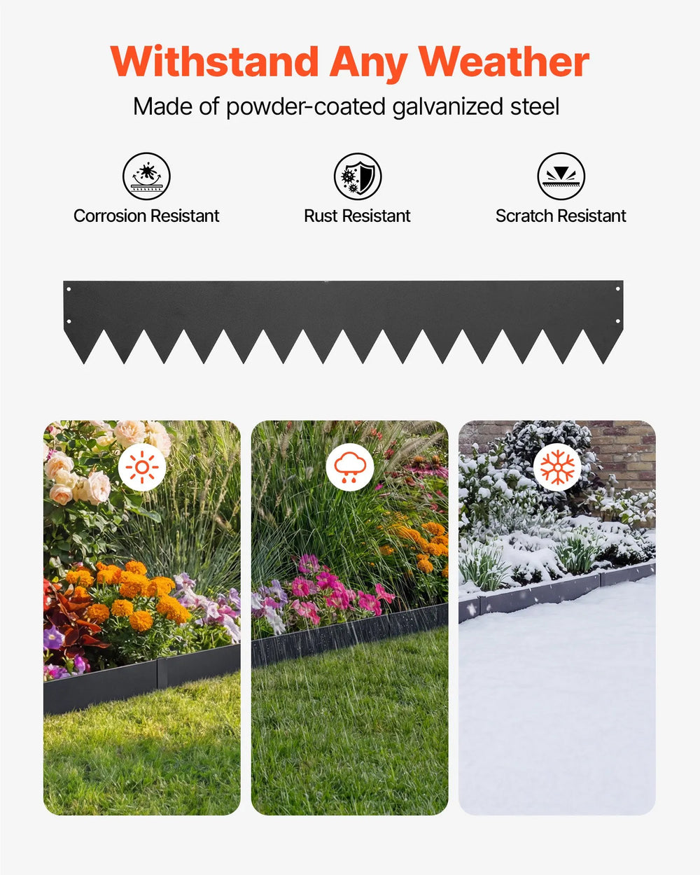 Vevor Landscape Edging Galvanized Steel 40 x 6 in. 30-Pack with Mounting Clips New