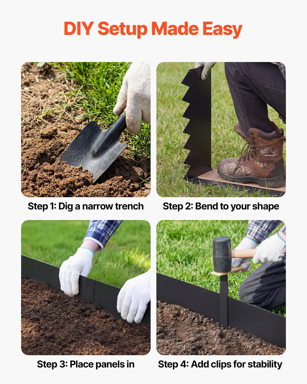 Vevor Landscape Edging Galvanized Steel 40 x 6 in. 30-Pack with Mounting Clips New