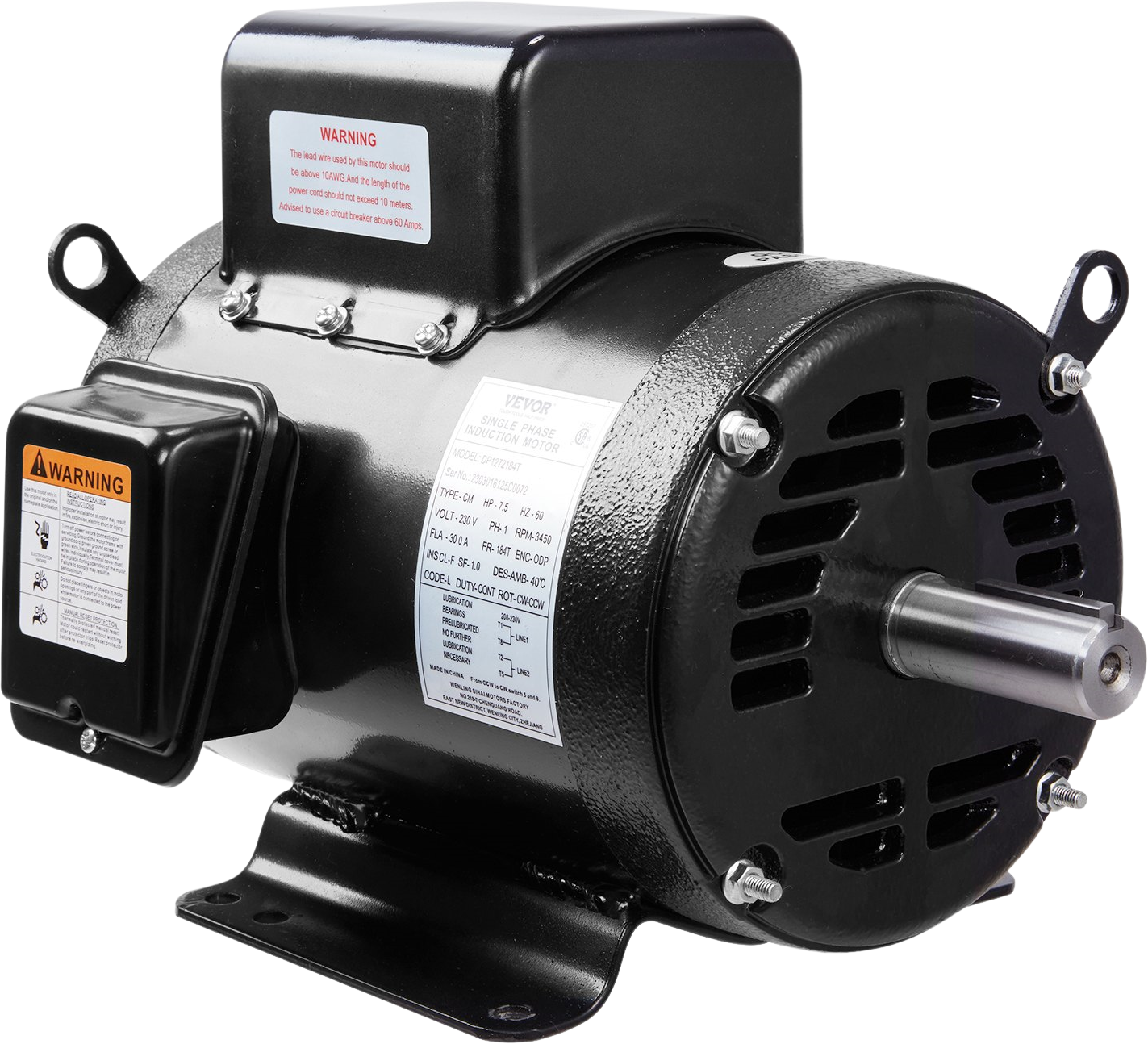 Vevor Air Compressor Motor Electric 7.5HP 1-1/8