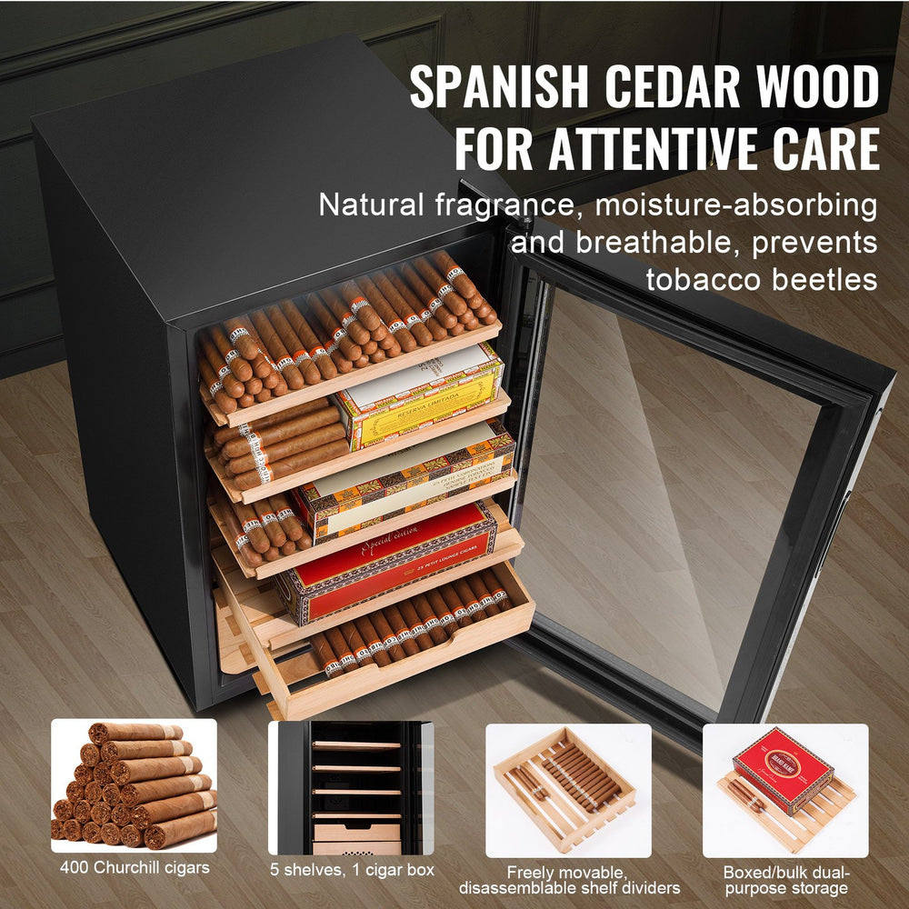 Vevor Electric Cigar Humidor with Cooling Heating & Humidity Control 400 Count Capacity New