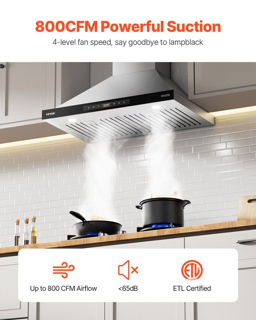 Vevor Range Hood Ceiling Mounted 800 CFM with Gesture & Touch Control New