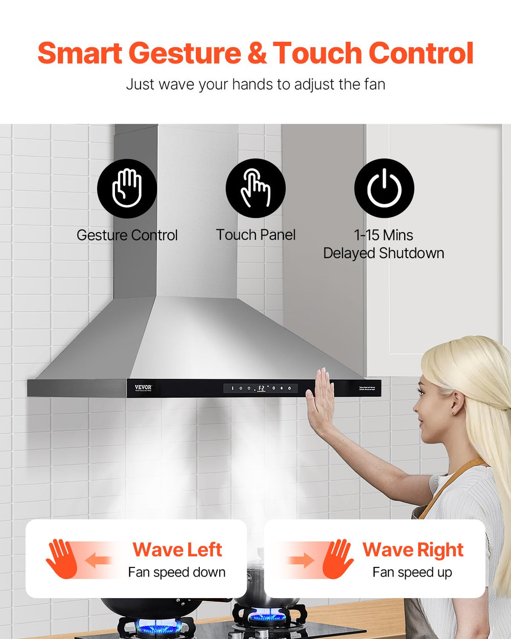 Vevor Range Hood Ceiling Mounted 800 CFM with Gesture & Touch Control New