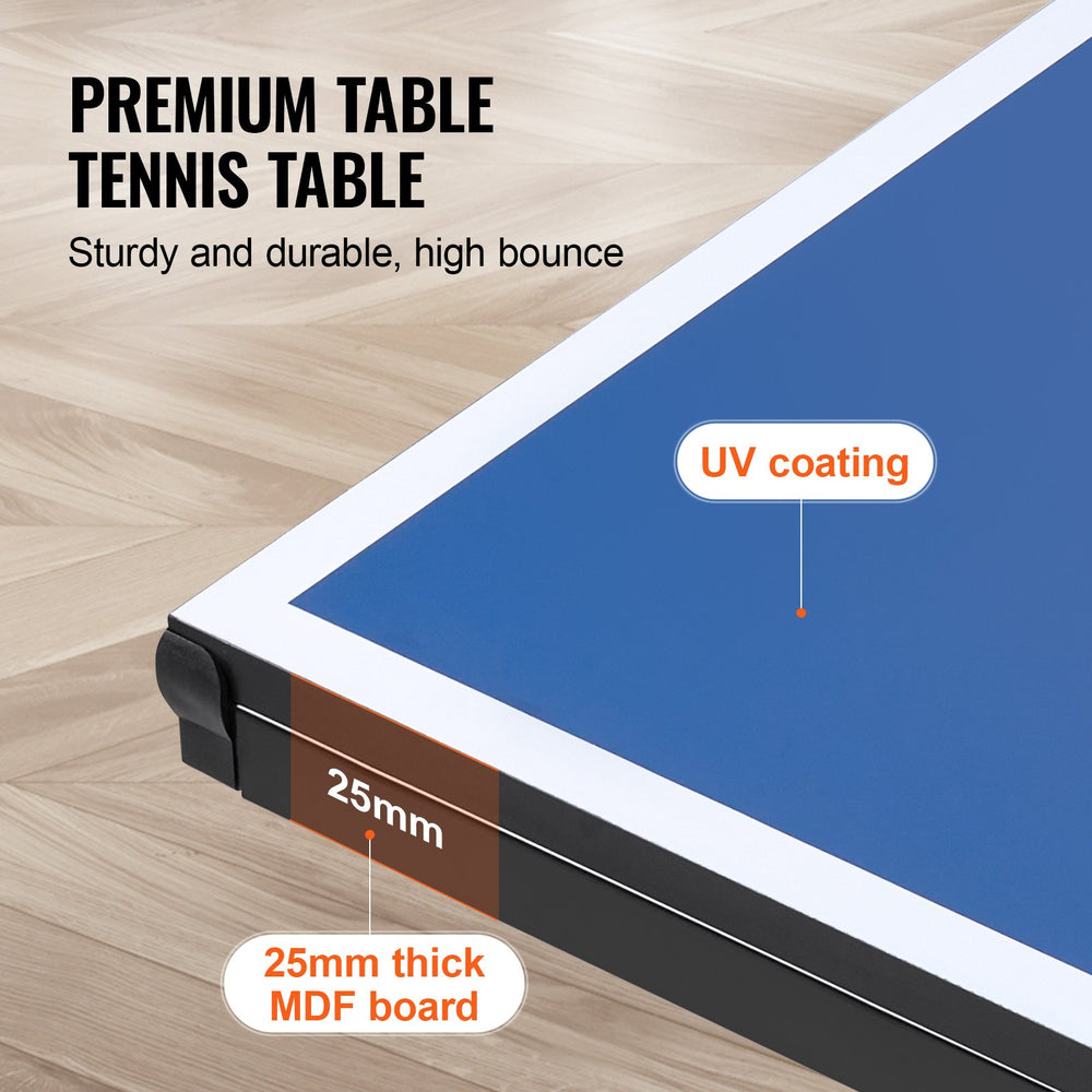 Vevor Ping Pong Table 25mm Thick Foldable with Clamp Style Net New