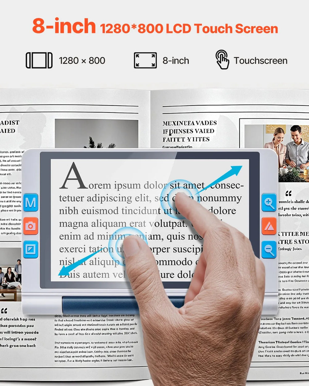 Vevor Digital Magnifier Electronic Reading Aid 2-20x Zoom with 8" Touchscreen New