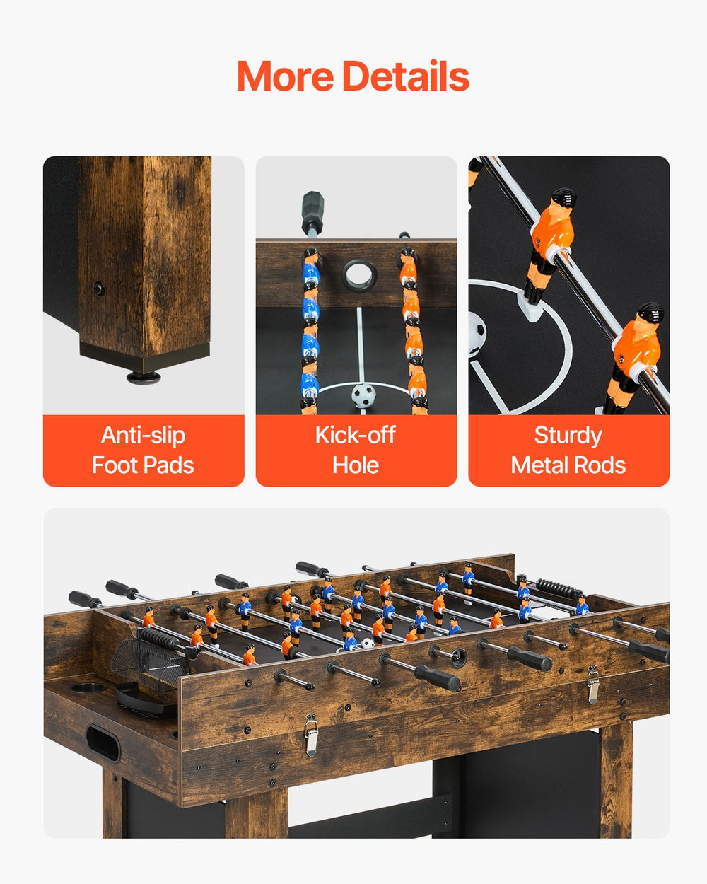 Vevor Game Table 3-in-1 Air Hockey Ping Pong Foosball Combo 54" New