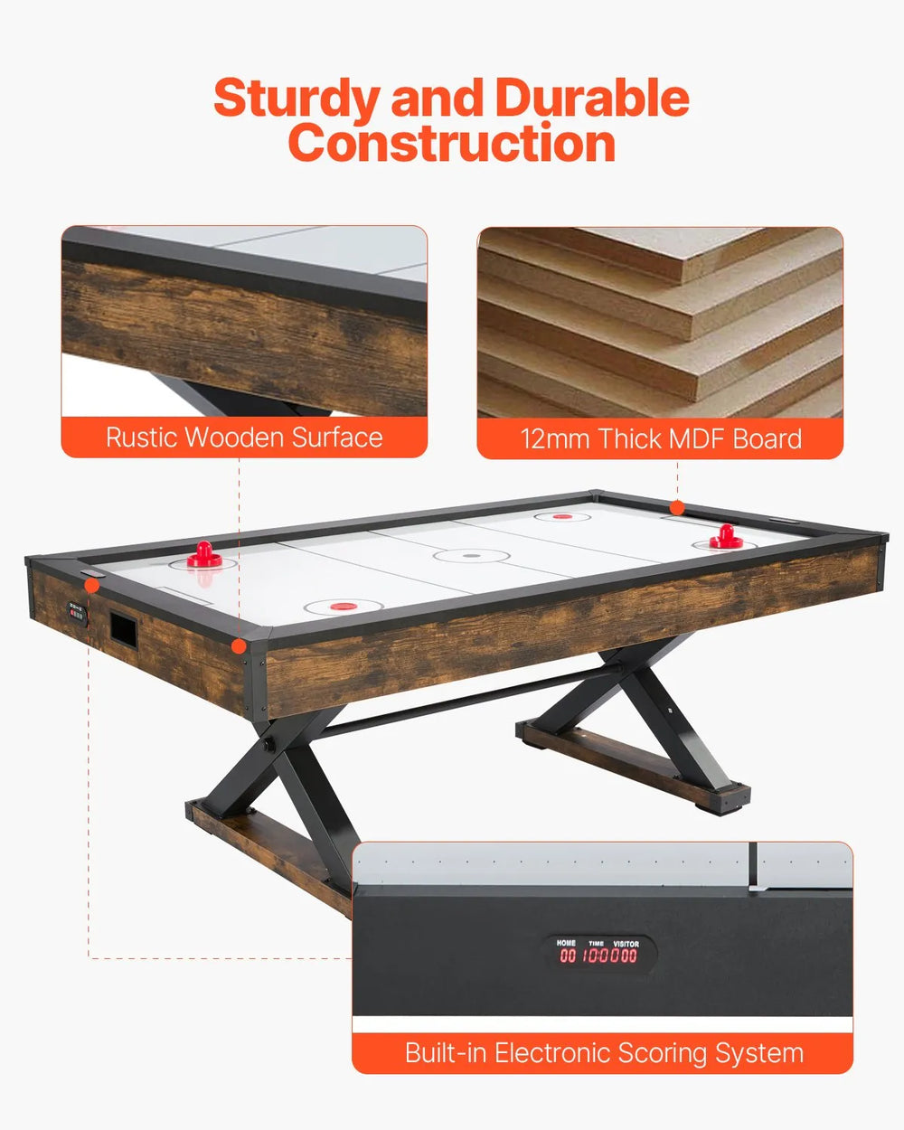 Vevor Air Hockey Table 84" Indoor Gaming Set with Electronic Scorer New