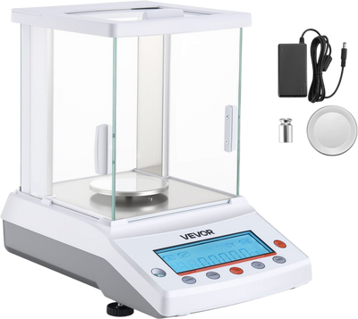 Vevor Lab Scale 220 g x 0.1 mg High Precision Accuracy with Glass Draft Shield New