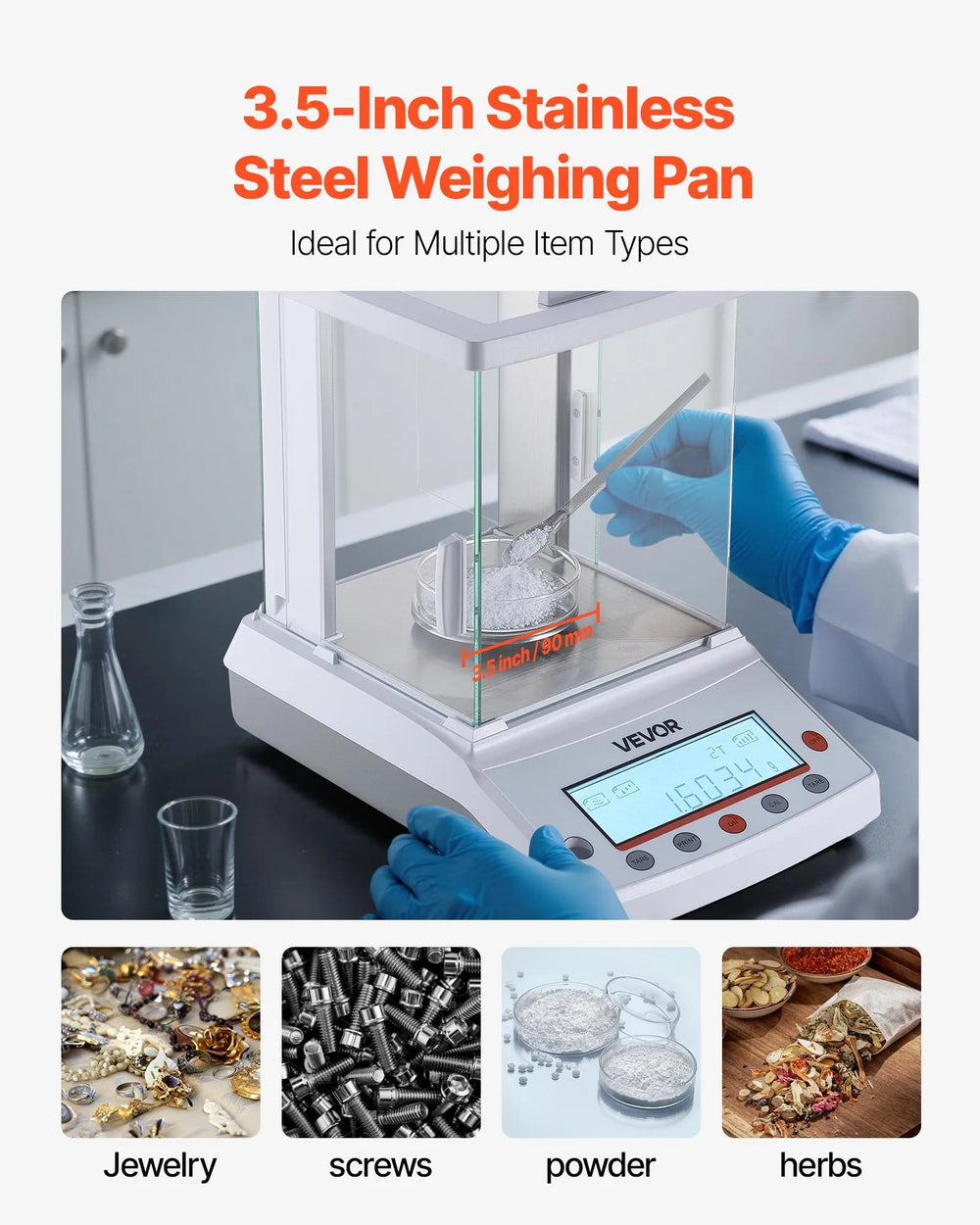 Vevor Lab Scale 220 g x 0.1 mg High Precision Accuracy with Glass Draft Shield New