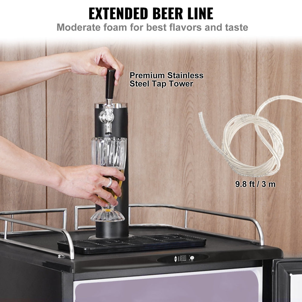 Vevor Kegerator Single Tap Draft Beer Dispenser Full Size Keg Fridge Adjustable Temperature New
