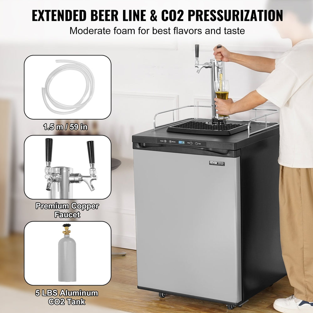 Vevor Beer Kegerator Dual Tap Draft Dispenser Full Size Keg Refrigerator New