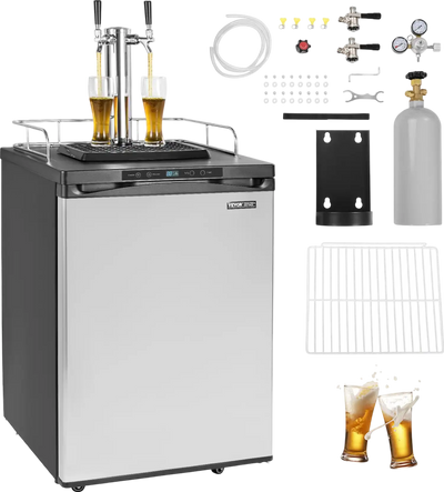 Vevor Beer Kegerator Dual Tap Draft Dispenser Full Size Keg Refrigerator New