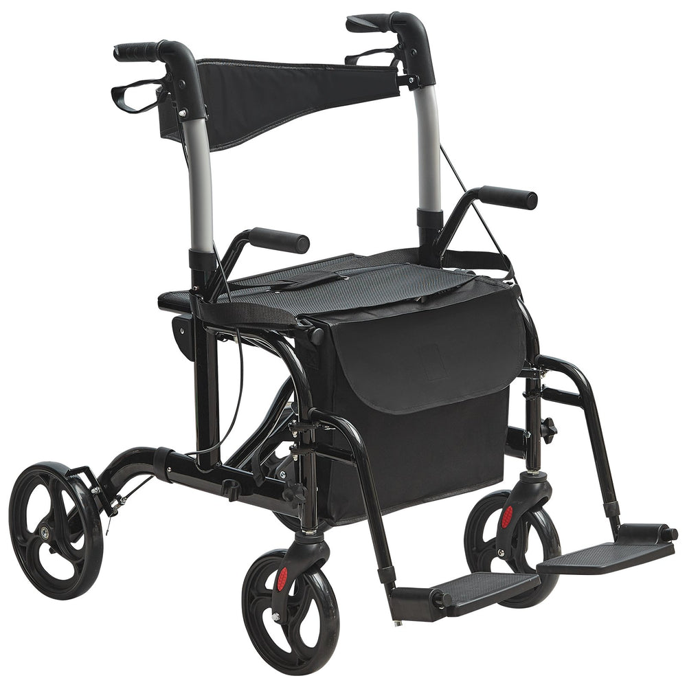 Vevor 2 in 1 Rollator Walker and Wheelchair Folding 300 Lbs Capacity with Adjustable Handle and All Terrain Wheels New