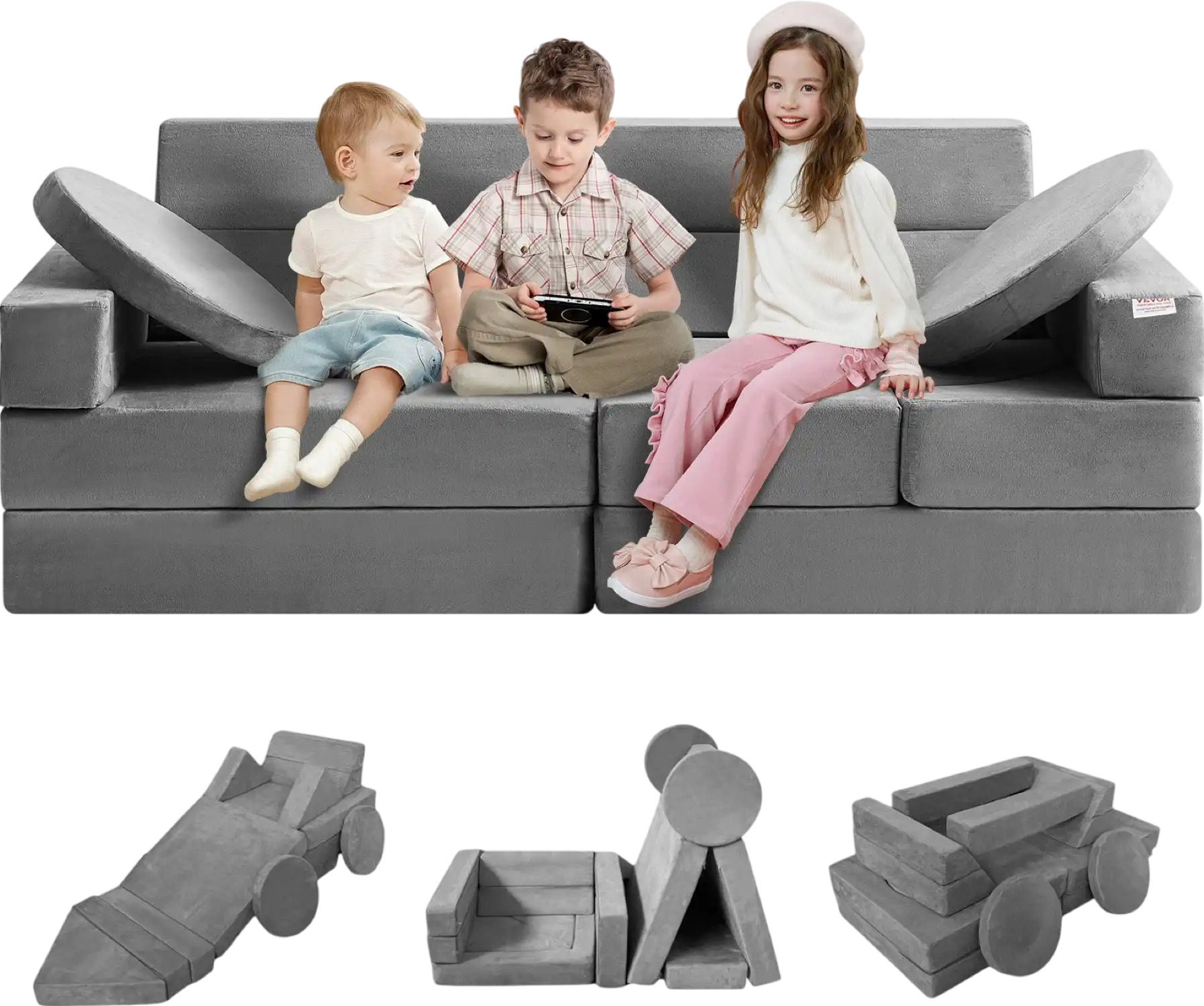 Vevor Play Couch 15pcs Modular Kids Foam Sofa with High-Density 25D Sponge New